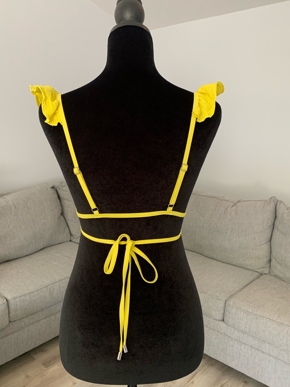NWOT! Lost Ink, ASOS Yellow Ruffle bikini top - Picture 5 of 9